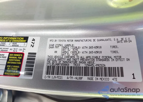 2024 Toyota Tacoma Trd Sport from USA, damaged, VIN 3TYLB5JN0RT050068